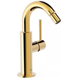 Bidetmengkraan Tres Study Exclusive Hendel Uitloop Gebogen 16,5 cm Rond Goud