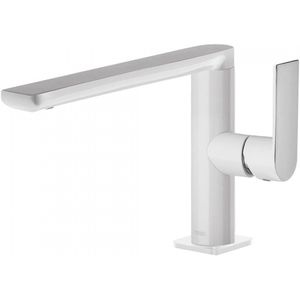 Wastafelmengkraan tres loft colors 1-hendel uitloop recht 15,5 cm rond wit chroom