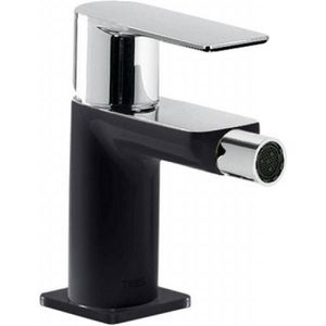 Bidetmengkraan Tres Loft Colors 1-Hendel Bidet Uitloop Recht 8 cm Rond Zwart Chroom