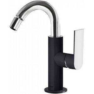 Bidetmengkraan tres loft colors 1-hendel bidet uitloop gebogen 16,5 cm rond zwart chroom