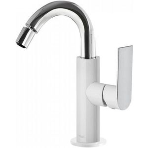 Bidetmengkraan tres loft colors 1-hendel bidet uitloop gebogen 16,5 cm rond wit chroom