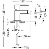 Bidetmengkraan tres cuadro exclusive met hendel korte uitloop 10 cm chroom zwart