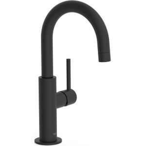 Wastafelmengkraan Tres Study Exclusive 27,5 cm met Hendel Uitloop Gebogen Rond Mat Zwart
