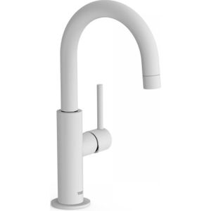Wastafelmengkraan Tres Study Exclusive 27,5 cm met Hendel Uitloop Gebogen Rond Mat Wit