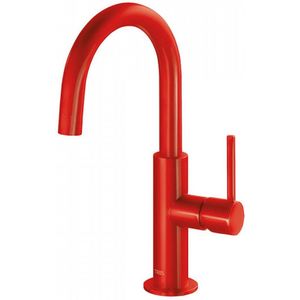 Wastafelmengkraan Tres Study Exclusive 27,5 cm met Hendel Uitloop Gebogen Rond Rood