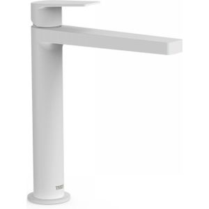 Wastafelmengkraan Tres Project 1-Hendel Uitloop Recht 19.7 cm Rond Mat Wit