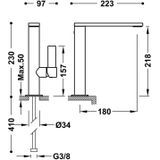 Wastafelmengkraan tres project 1-hendel uitloop recht 21,8 cm rond mat wit