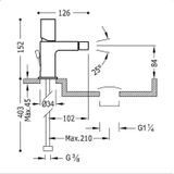 Bidetmengkraan tres project 1-knop uitloop recht 8,5,4 cm rond mat zwart