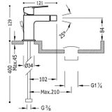 Bidetmengkraan tres project 1-hendel uitloop recht 8,5 cm rond mat zwart