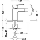 Bidetmengkraan tres project 1-hendel uitloop recht 8,5 cm rond mat wit