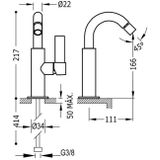 Bidetmengkraan tres project hendel uitloop gebogen 16,5 cm rond mat zwart