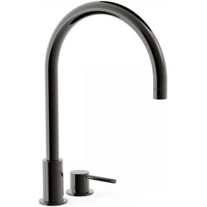 Wastafelmengkraan Tres Study Exclusive 37,3 cm 2-Gats 1-Hendel Uitloop Gebogen Rond Metallic Zwart