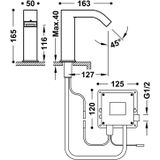 Elektronische fonteinkraan tres tempo standard rond met vierkante uitloop chroom