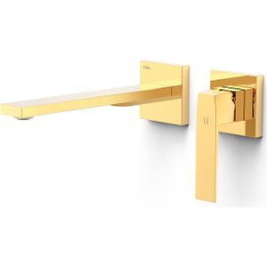 Wastafelmengkraan Wastafelmengkraan Inbouw Tres Slim Exclusive 2 Delen Lange Rechte Uitloop en Hendel Goud