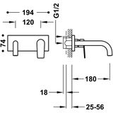 Wastafelmengkraan inbouw tres project gebogen uitloop 18 cm mat wit