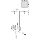 Regendoucheset inbouw tres project vierkant 30 cm met plafondarm en handdoucheset met staafhanddouche rapid box rvs