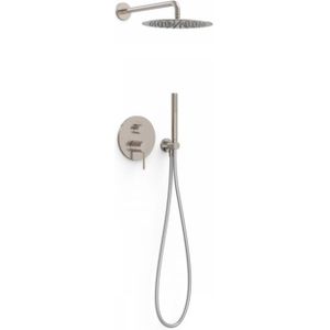 Regendoucheset Inbouw Tres Study Exclusive Rond 30 cm Met Wandarm en Handdoucheset met Staafhanddouche Rapid Box RVS
