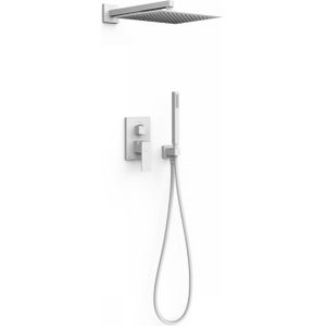 Regendoucheset Inbouw Tres Cuadro Exclusive Met Wandarm en Handdoucheset met Staafhanddouche Mat Wit