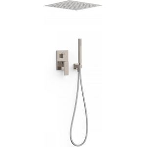 Regendoucheset Inbouw Tres Cuadro Exclusive Met Plafonddouche en Handdoucheset met Staafhanddouche RVS