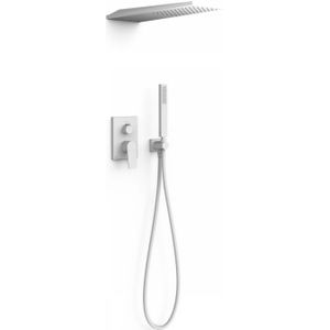 Regendoucheset Inbouw Tres Project Vierkant 30 cm Met Wanddouche en Handdoucheset met Staafhanddouche Rapid Box Mat Wit