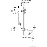 Badkraan inbouw tres project met staafhanddouche, wanduitloop en mengkraan rapid box mat wit