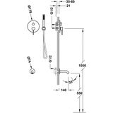 Badkraan inbouw tres study exclusive met staafhanddouche, wanduitloop en mengkraan rapid box rvs