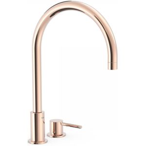 Wastafelmengkraan tres study exclusive 37,3 cm 2-gats 1-hendel uitloop gebogen rond rose goud