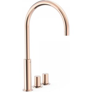 Wastafelmengkraan tres study exclusive tweeknops uitloop gebogen 29,5 cm rose goud