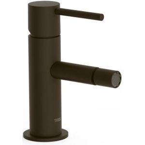 Bidetmengkraan Tres Study Exclusive Hendel Uitloop Recht 8 cm Rond Zwart Brons