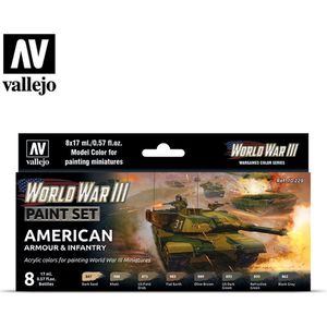 Vallejo - Kleurset, Amerikaanse panzerung en infanterie, WWIII accessoires voor modelbouw, 070220, diverse