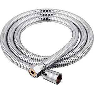 Ferrestock Fontastock Doucheslang van roestvrij staal, 1,70 tot 2 m, met messing afdichtingen, 1,27 cm (1/2 inch) binnendraad en conische en zeshoekige klemmoeren, chroom (oud model)
