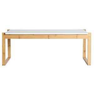 Lastdeco Decoratieve bijzettafel, bamboetafel voor woonkamer, tafel voor bank of salontafel, moderne salontafel, Scandinavische stijl, wit, 86 x 45 x 32 cm