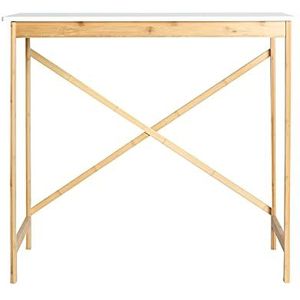 Lastdeco Bambu Bureau, computertafel en thuiswerk, multifunctionele bijzettafel voor woonkamer, slaapkamer, kantoor, Scandinavische stijl, wit, 80 x 45 x 72 cm