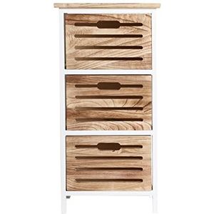 Lastdeco - Table basse CEVA | Table basse avec tiroirs Blanc naturel en bois de Paulownia - 3 tiroirs - Dimensions 35 x 30 x 71 cm
