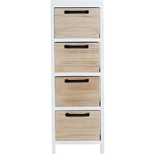 Lastdeco - SOURE Multi-ladekast | wit nachtkastje - meervoudige kast van paulownia-hout - 4 laden - 25 x 74 x 25 cm