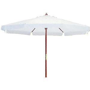 Ronde parasol met houten paal en kap van katoen, diameter: - 350 cm. Mast (diameter): - 50 mm., wit