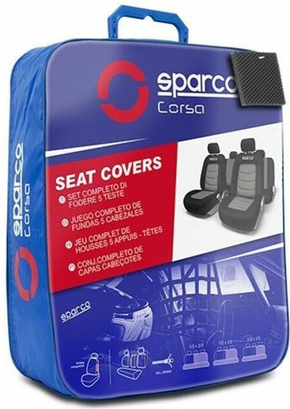 Sparco - StoelHoezenset - Zwart / Grijs - 100% Polyester - Universeel