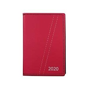 Poessa Mini-afsprakenplanner 2020, 12 maanden, weekoverzicht, leer, zakformaat, 7,5 x 11 cm, Spaans (Fuchsia)