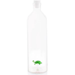 Balvi Atlantis Turtle fles met figuur in de vorm van een groene schildpad binnenin borosilicaat