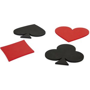 Balvi onderzetters Dealer set van 4 - Zwart-Rood / 0,4 x 11 x 10,5 cm / Siliconen rubber