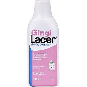 LACER Gingi mondspoeling, 500 ml, dagelijkse mondspoeling, vermindert bloedend tandvlees, optimaal voor genivitis en parodontitis, muntsmaak, met fluor, antibacterieel en tegen cariës
