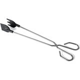 Barbecuetang/vleestang RVS zilver/zwart met vork/lepel kartelrand 35 cm - Barbecue/bbq tangen