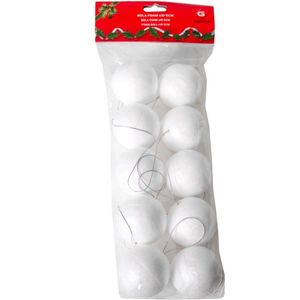 Gerimport Piepschuim ballen/bollen - 10x stuks - D5 cm - met lusjes - DIY hobby/decoratie balletjes