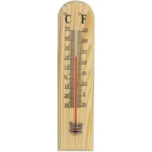 Binnen/buiten thermometer hout 20 x 5 cm