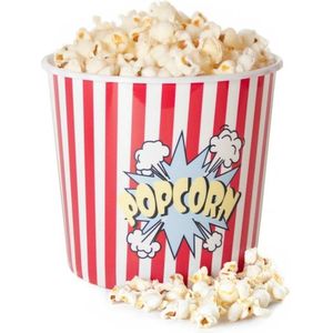 Gerimport Popcorn bak - rood/wit - kunststof - D21 - 7 liter - herbruikbaar