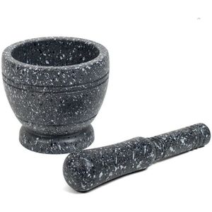 Gerimport Vijzel met stamper - antraciet grijs - kunststof - D10 cm