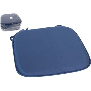 Gerimport Stoelkussen Anna - binnen/buiten - donkerblauw - 39 x 39 x 3 cm - polyester