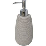 Zeeppompje/zeepdispenser grijs kunststof 19 cm - Navulbare zeep houder - Toilet/badkamer accessoires