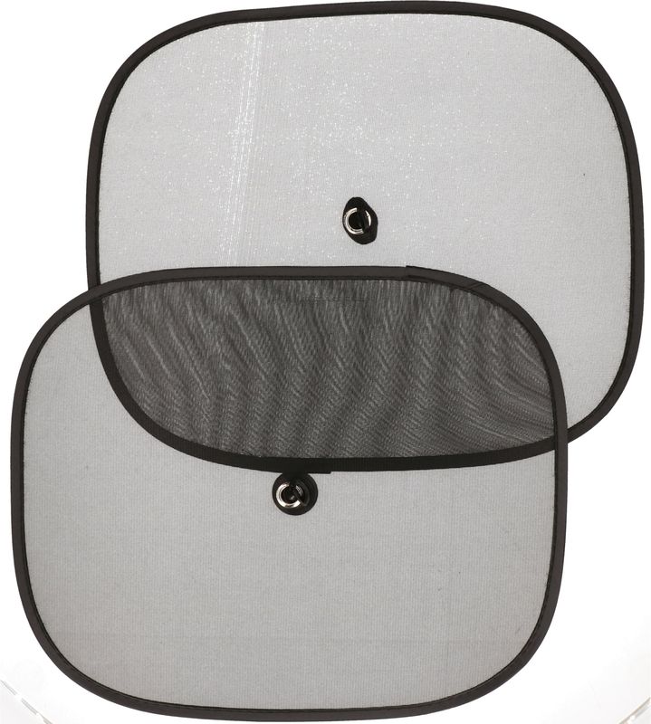 Gerimport set van 2x stuks auto zonneschermen - zwart - 44 x 36 cm - met zuignap