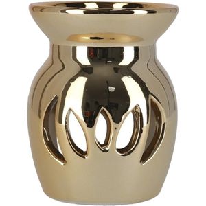 Geurbrander voor amberblokjes/geurolie - goud - keramiek - 7,5 x 7,5 x 9,5 cm